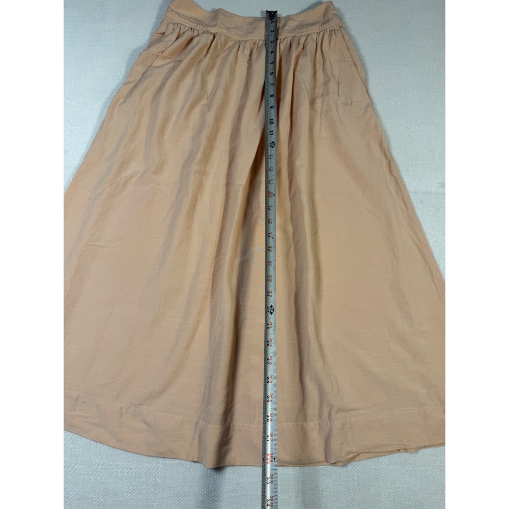 Gap Women Peach Beige Rayon Cotton Blend Gathered Midi Skirt with Pockets Size 8 - Picture 7 of 8